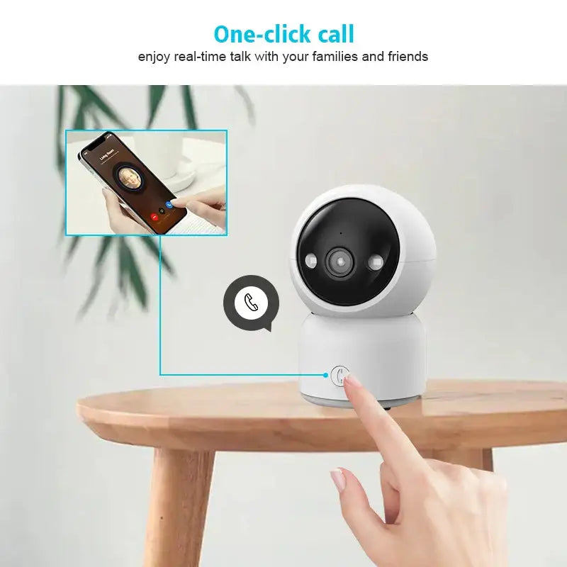 Smart home security camera with one-click call, 750px height, perfect to decorate root space