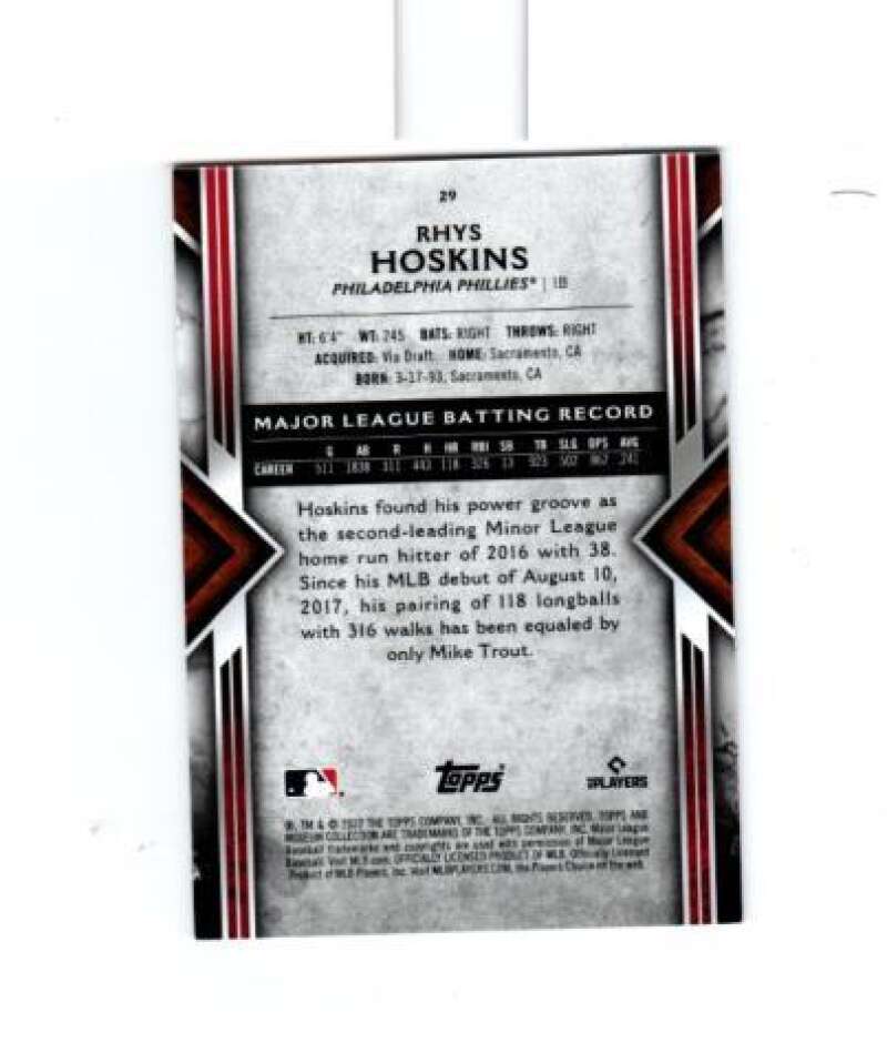 2022 Topps Museum Collection #29 Rhys Hoskins NM-MT Philadelphia Phillies Baseball Card Image 2
