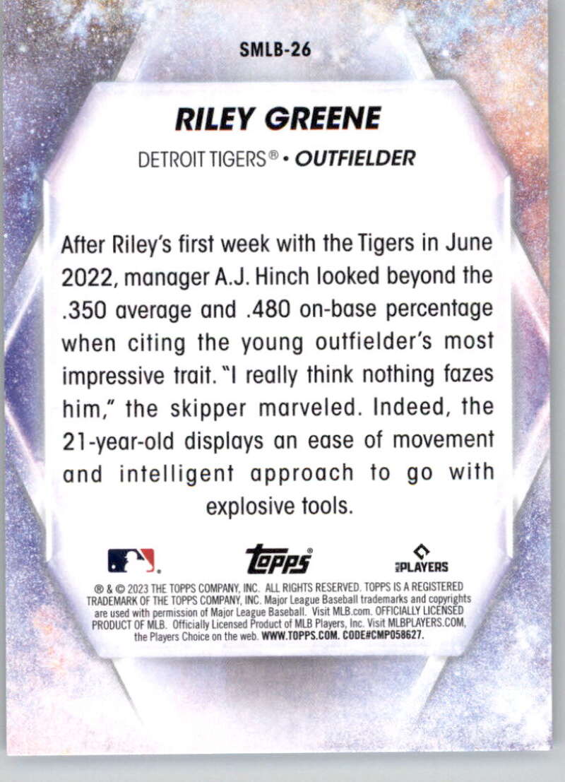 2023 Topps Stars of the MLB #SMLB-26 Riley Greene NM-MT Detroit Tigers Baseball Card Image 2