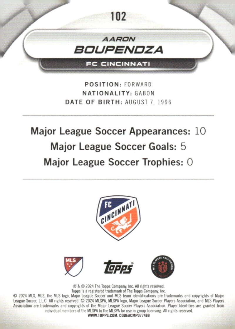 2024 Topps MLS Superstars #102 Aaron Boupendza NM-MT FC Cincinnati Soccer Card