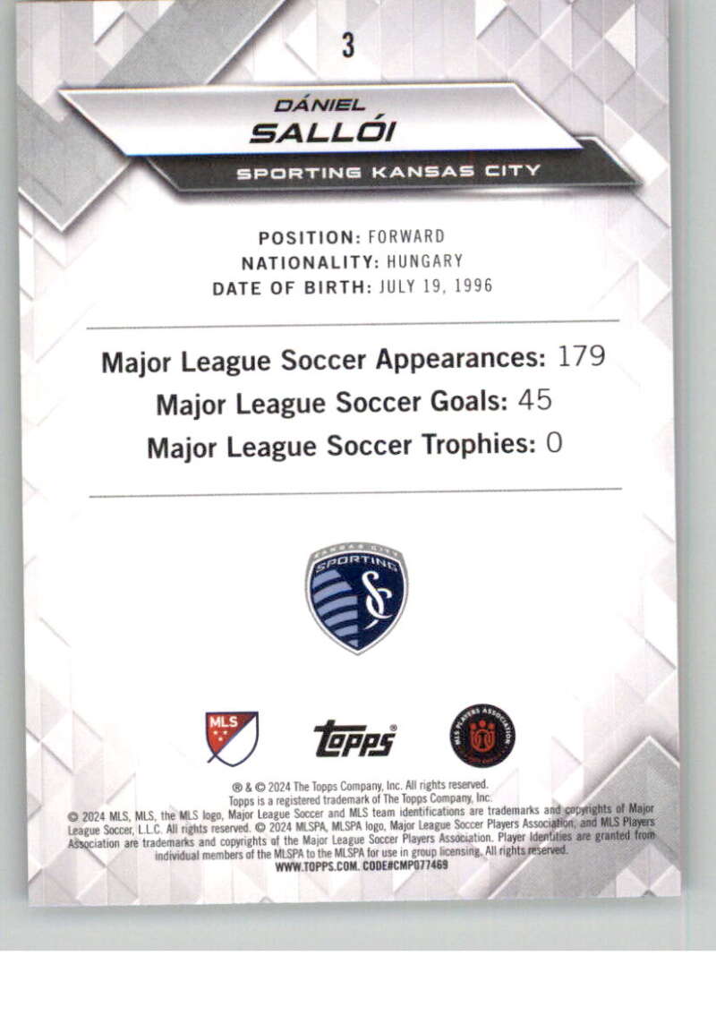 2024 Topps MLS Superstars Common Yellow #3 Daniel Salloi NM-MT Sporting Kansas City Soccer Card