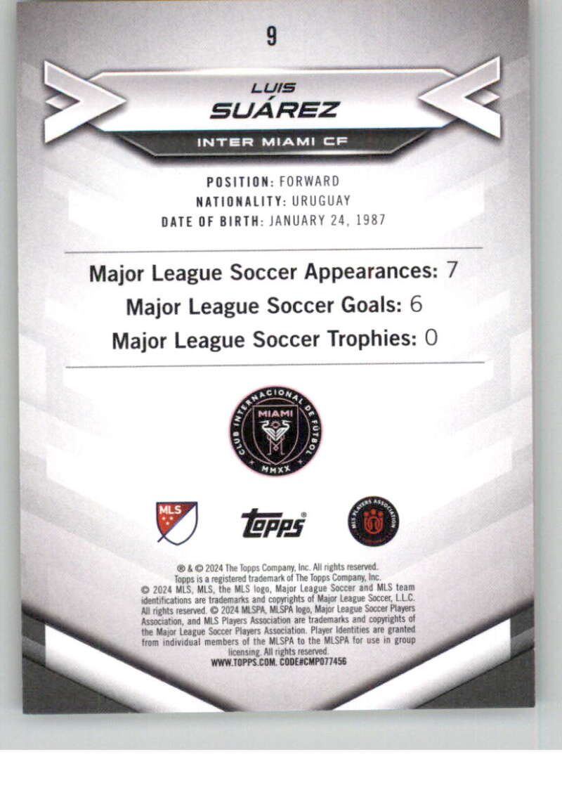 2024 Topps MLS Superstars Common Yellow #9 Luis Suarez NM-MT Inter Miami CF Soccer Card