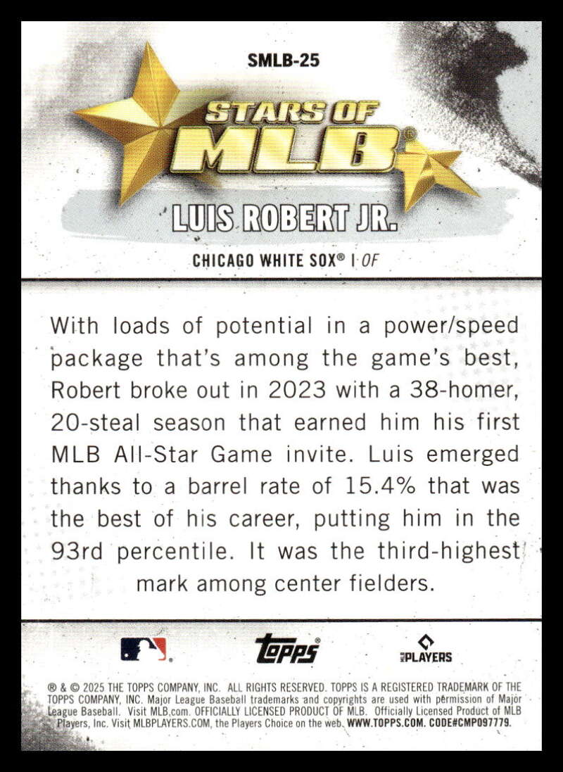 2025 Topps Stars of MLB #SMLB-25 Luis Robert Jr. NM-MT Chicago White Sox Baseball Card Image 2