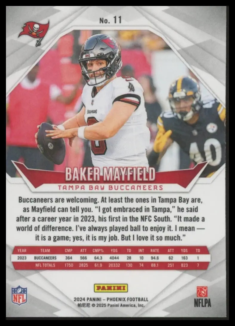 Baker Mayfield Tampa Bay Buccaneers football card from Panini Phoenix 2024 series