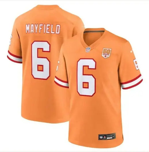 Orange Baker Mayfield Tampa Bay Buccaneers jersey with Mayfield and number 6 on back