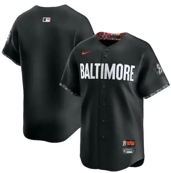 Black Baltimore Orioles Nike City Connect Limited Jersey displayed in a product image