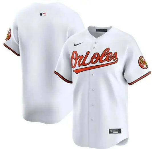 White Baltimore Orioles Nike Home Limited Jersey displayed in the product image