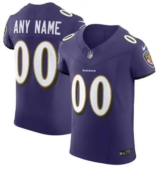 Purple Baltimore Ravens Nike Vapor F.U.S.E. Elite custom jersey with number 00 and customizable name