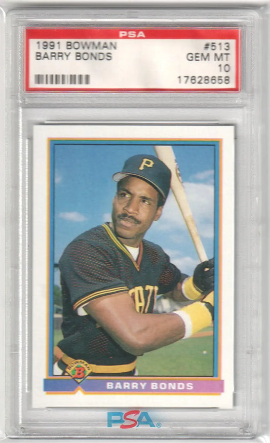 Graded Barry Bonds 1991 Bowman baseball card in PSA 10 GEM MINT from Columbia Hobby