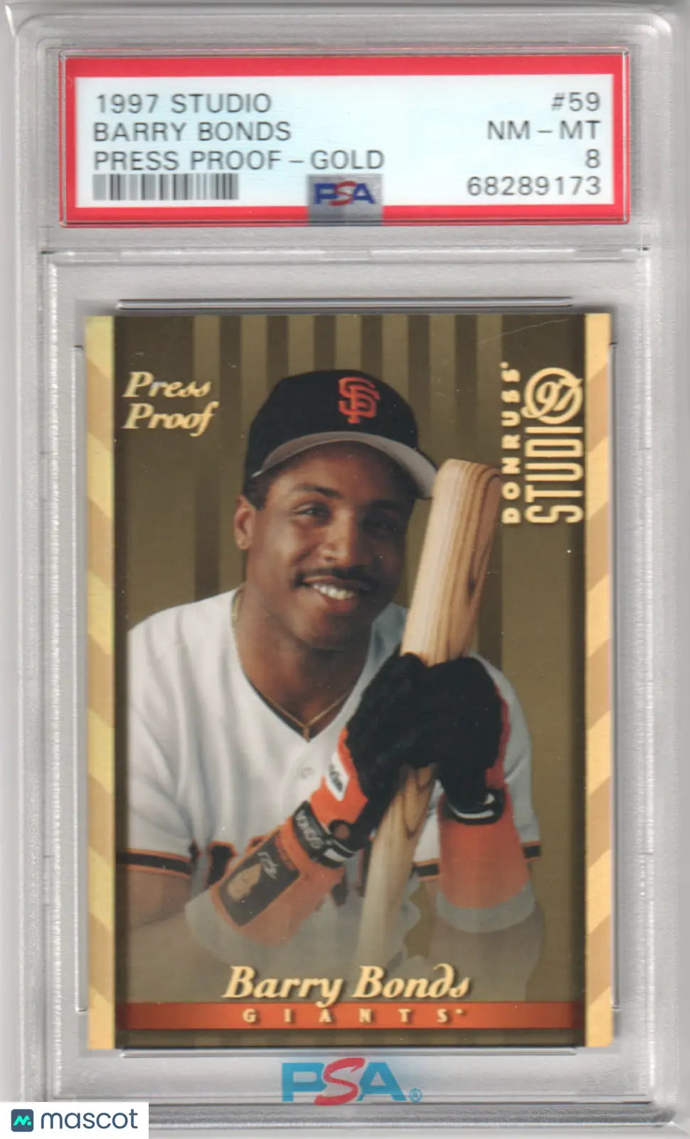 Studio press proof 1997 Barry Bonds Columbia Hobby PSA 8 NM-MT baseball card