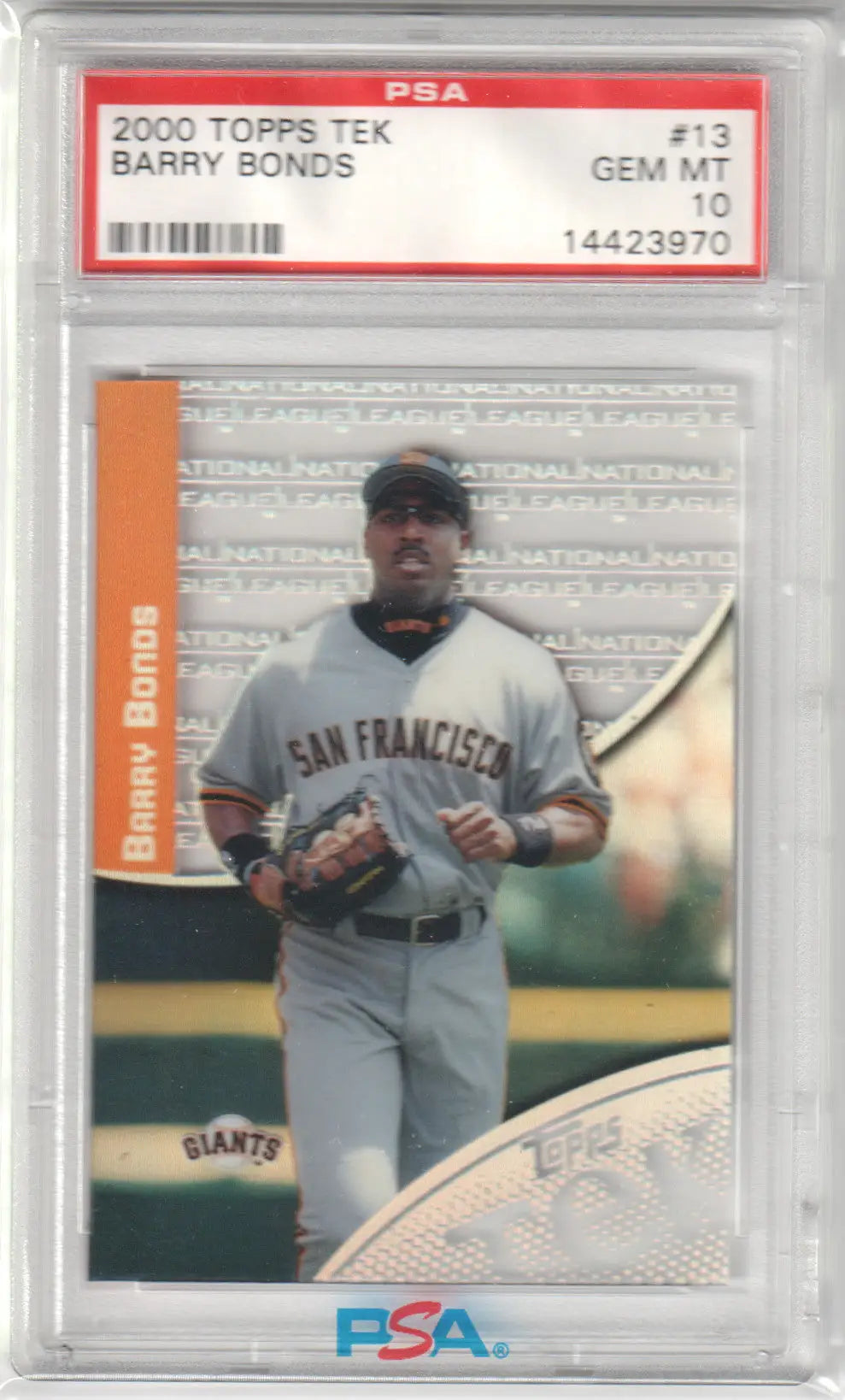 Graded Barry Bonds 2000 Topps Tek baseball card from Columbia Hobby PSA 10 GEM MINT