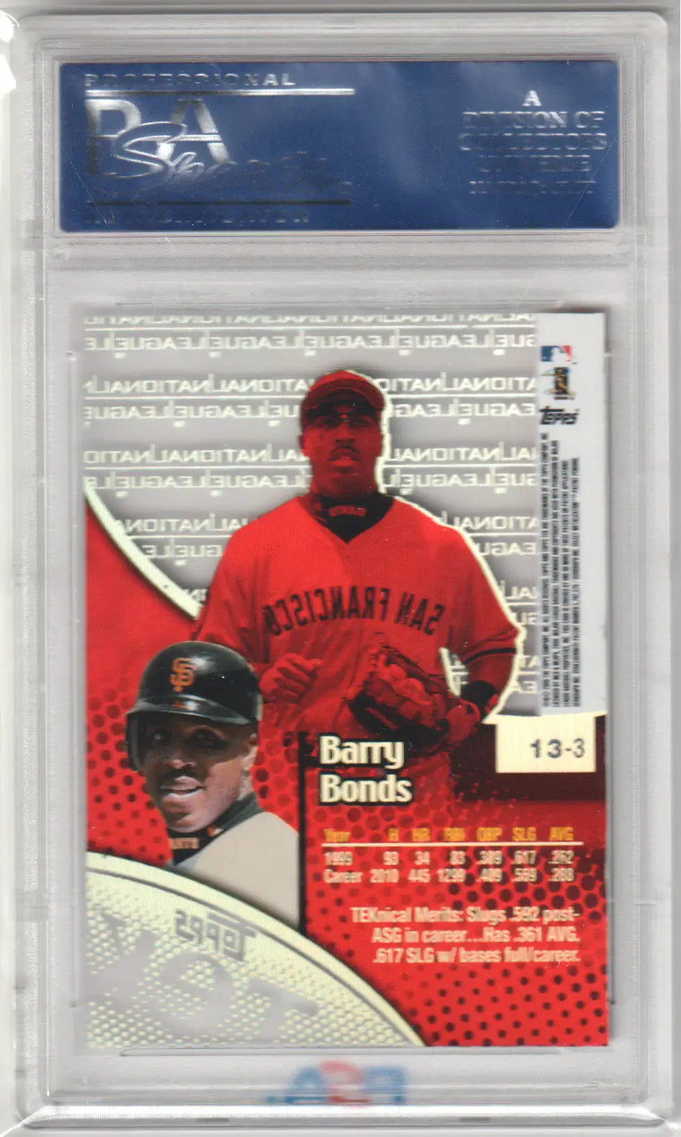 Graded Barry Bonds baseball card from Topps Tek by Columbia Hobby PSA 10 GEM MINT