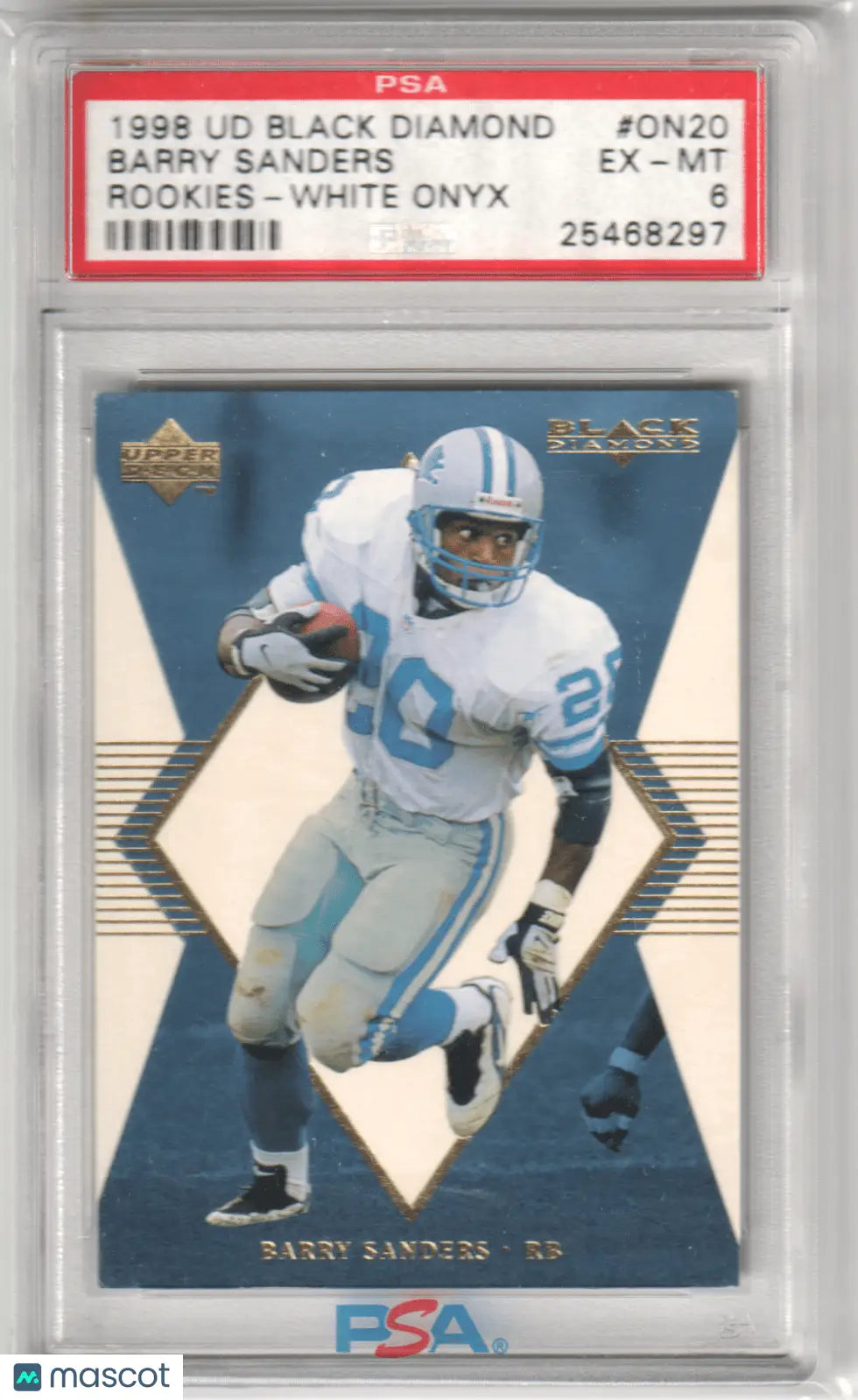 Graded Barry Sanders football card from Columbia Hobbies Upper Deck Black Diamond series