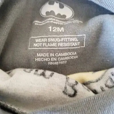 Gray long-sleeved toddler pajamas with Batman logo from DC Comics sleepwear set