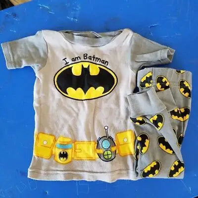 Gray and yellow Batman-themed toddler pajamas set for 12 months sleepwear outfit
