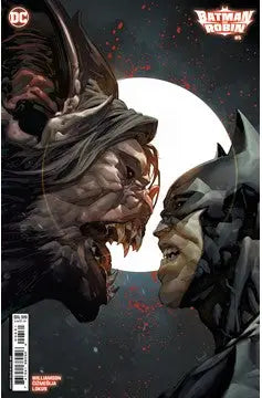 Two masked figures confront each other in Batman And Robin #5 Cover C trading card