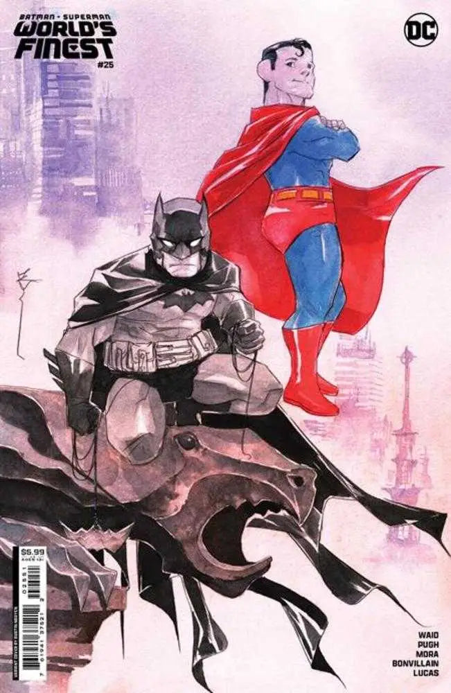 Batman Superman World’s Finest #25 cover C features heroic poses on pink backdrop