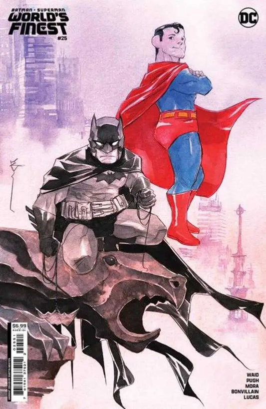 Batman Superman World’s Finest #25 cover C features heroic poses on pink backdrop