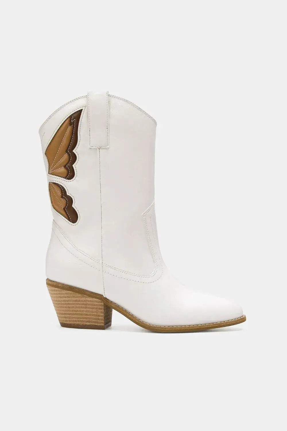 Beast Fashion Butterfly Cut Detail Point Toe Boots - White / 5.5