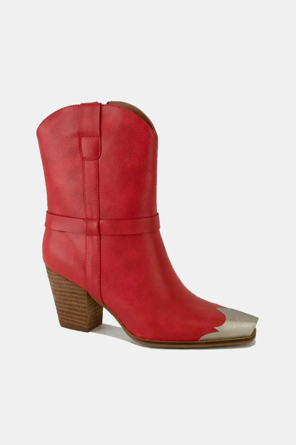 Beast Fashion Faux Leather Metal Toe Ankle Boots - Shoes
