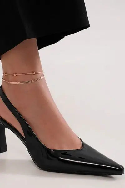 Beast Fashion Faux Leather Point Toe Slingback Pumps - Ladies Faux Leather Point Toe Shoes