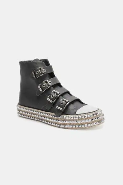 Beast Fashion Multi-Buckle Straps Studded Platform Sneakers - Multi-Buckle Straps Sneakers