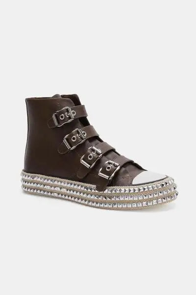 Beast Fashion Multi-Buckle Straps Studded Platform Sneakers - Multi-Buckle Straps Studded Platform Sneakers