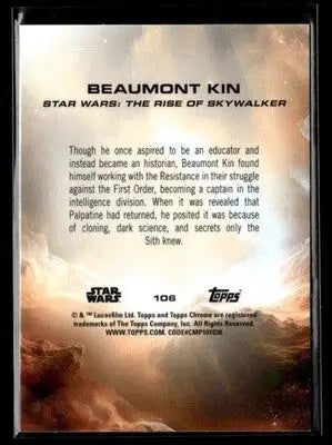 ? Beaumont Kin — 2025 Topps Chrome Star Wars RayWave Refractor #106 ?