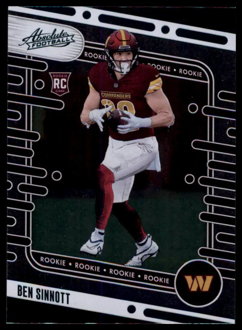 Ben Sinnott Washington Commanders rookie football card from Panini Absolute 2024