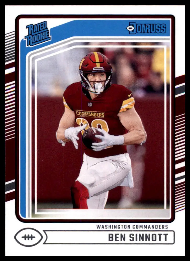 Football trading card featuring Ben Sinnott Rookie 2024 Donruss #314 Washington Commanders
