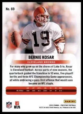 Bernie Kosar Cleveland Browns football card from Panini Prestige 2023 collection