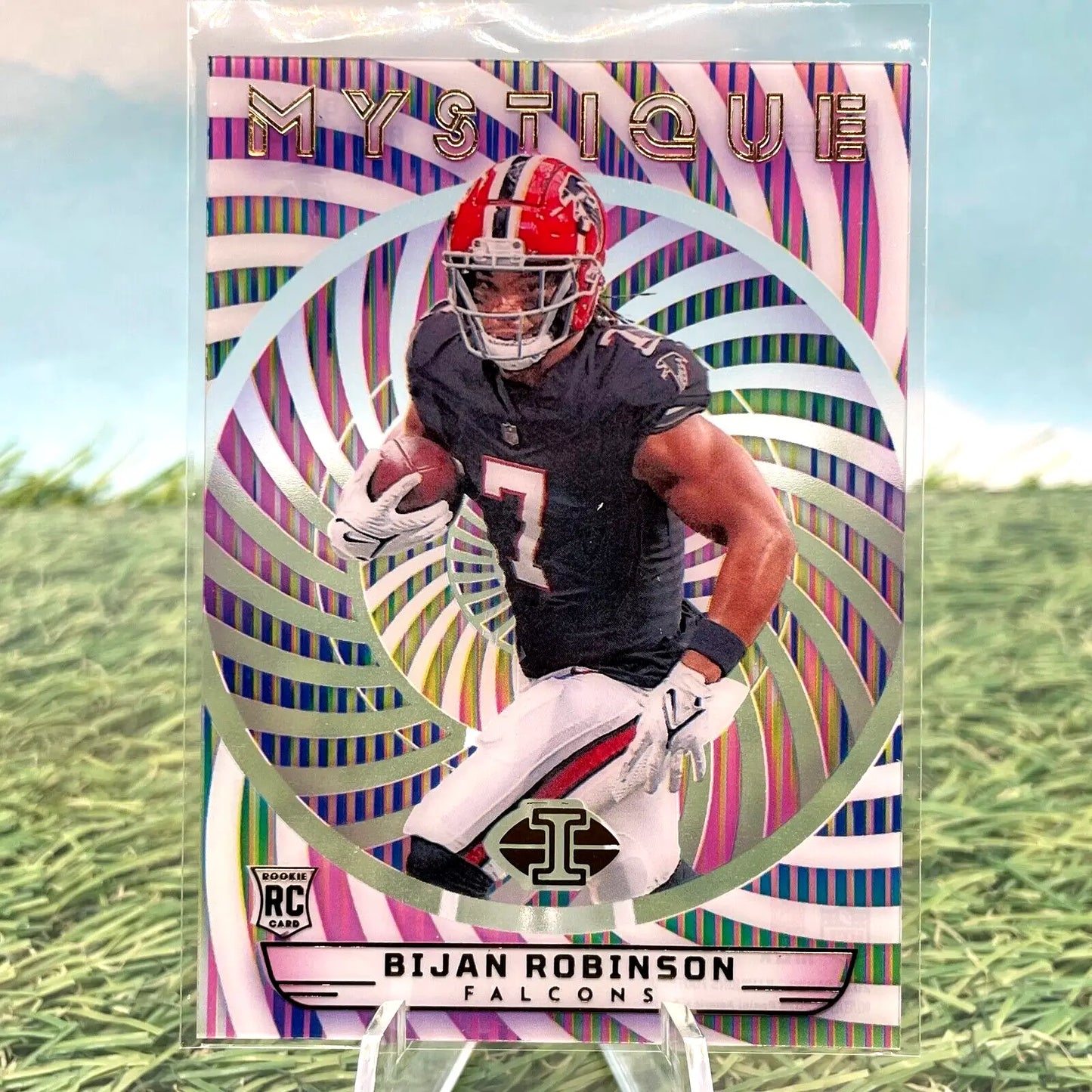 Bijan Robinson 2023 Illusions Mystique Rookie RC football card for Falcons fans