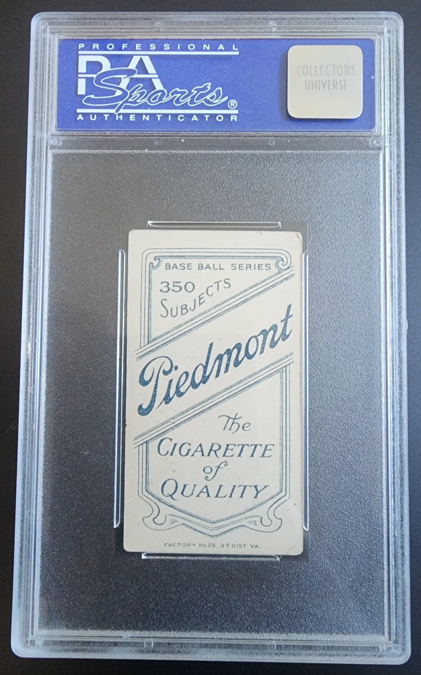 PSA-graded T206 Piedmont 350/25 baseball card of Bill Graham in protective case