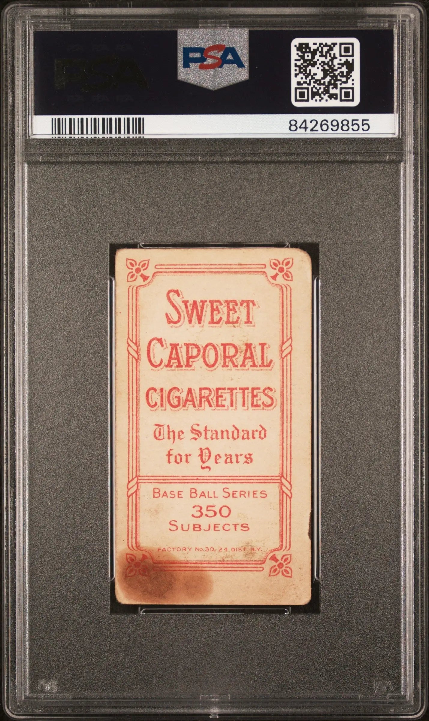 Billy Maloney 1909-11 T206 Sweet Caporal 350/30 in PSA holder collectible card