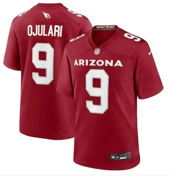Red Arizona Cardinals Nike Team Game Jersey with OJULARI 9 name and number