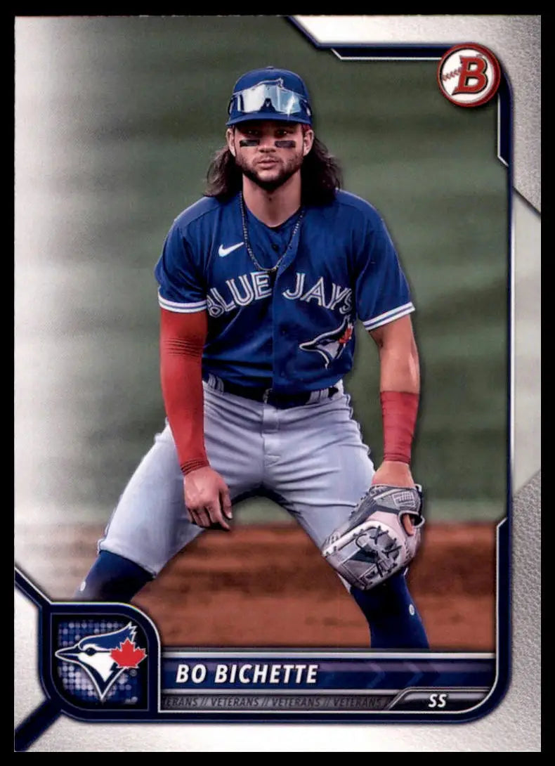 Bo Bichette baseball card from 2022 Bowman series for Toronto Blue Jays