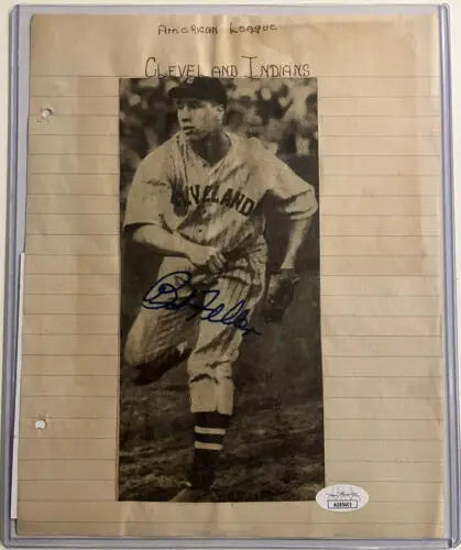 Bob Feller signed black and white baseball player photo for collectors and fans