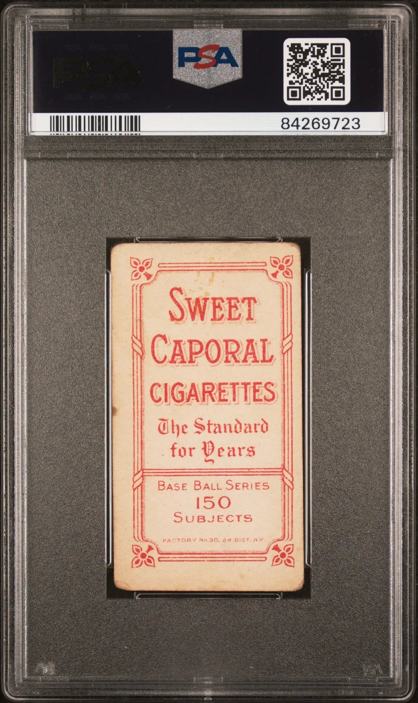 PSA-graded Bob Ganley 1909-11 T206 Sweet Caporal Cigarettes trading card in holder