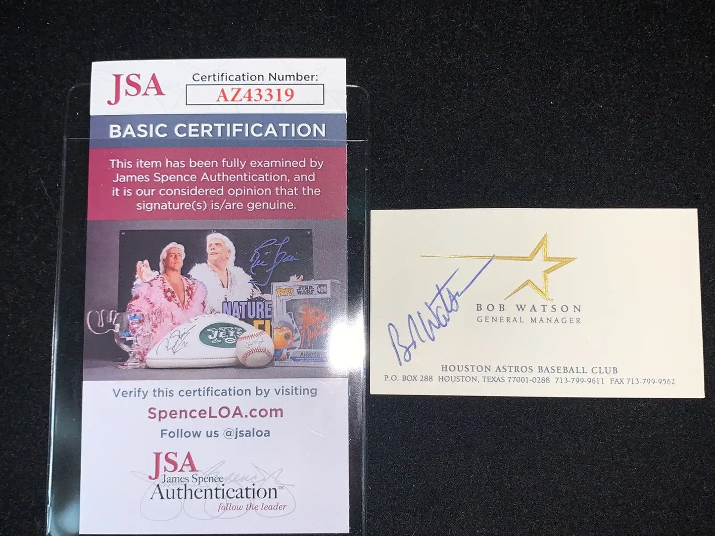 Bob Watson signed Houston Astros business card with JSA COA auto memorabilia