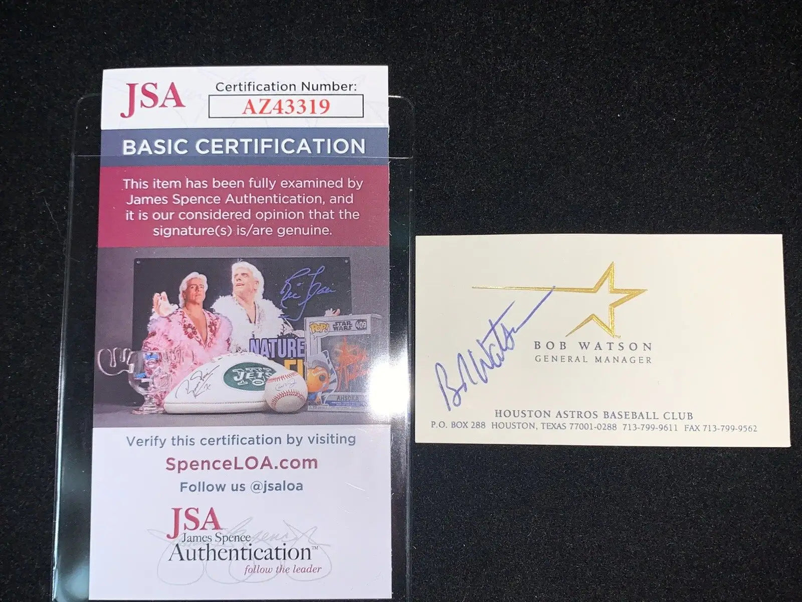 Bob Watson signed Houston Astros business card with JSA COA auto memorabilia
