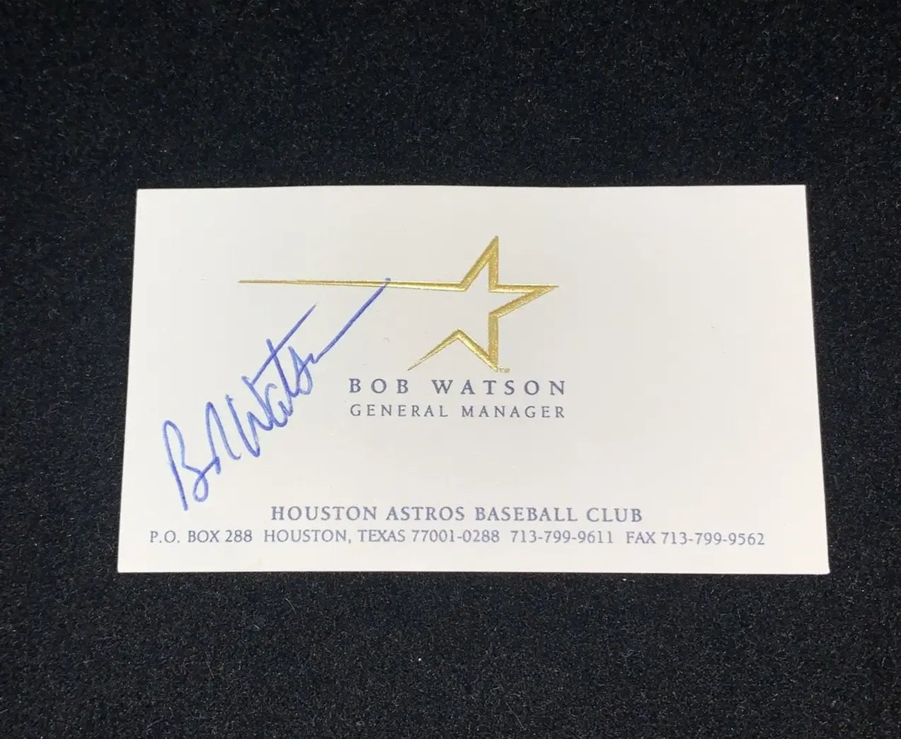 Autographed Bob Watson signed Houston Astros business card with JSA COA