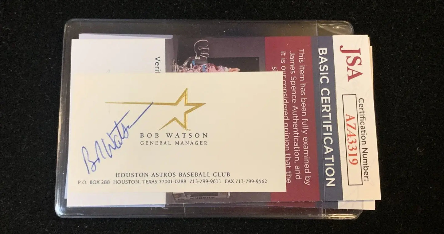 Autographed Bob Watson signed Houston Astros business card with JSA COA