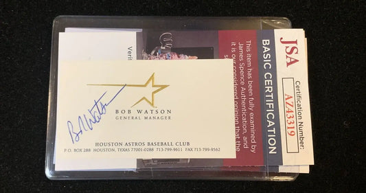 Autographed Bob Watson signed Houston Astros business card with JSA COA