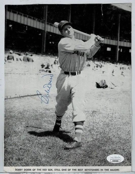 Autographed vintage photo of Bobby Doerr signed inside October 1950 baseball magazine