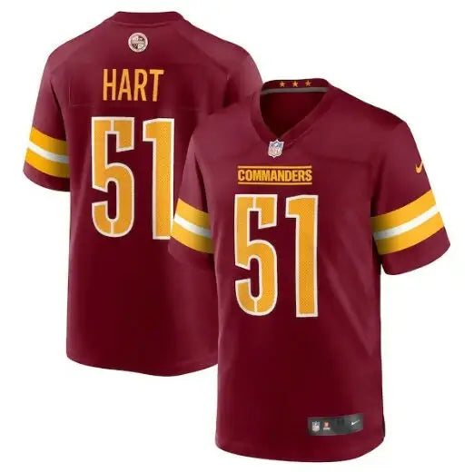 Washington Commanders Bobby Hart #51 Burgundy Nike Game Jersey displayed in product image