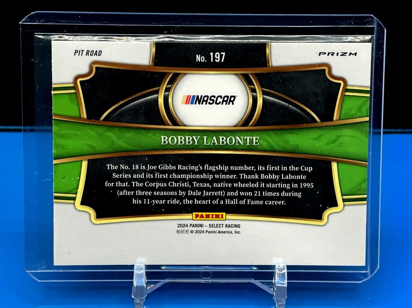 Bobby Labonte 2024 Select Silver Prizm Pit Road #197 NASCAR trading card showcasing achievements