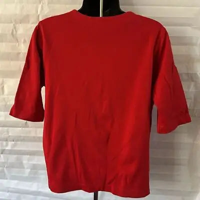 Bon Worth women’s red nautical short-sleeved top on mannequin for casual style