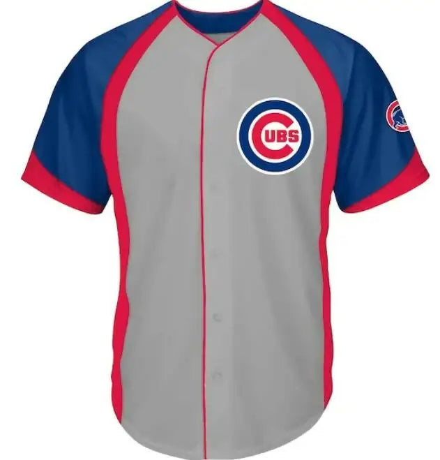 Chicago Cubs baseball jersey displayed on Boston Red Sox Big & Tall colorblock full-snap jersey