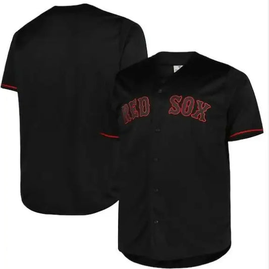 Black Boston Red Sox Big & Tall Pop Fashion Baseball Jersey displayed on product page