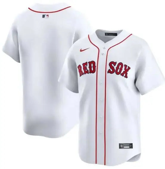 White Boston Red Sox Nike Home Limited Jersey displayed for sale